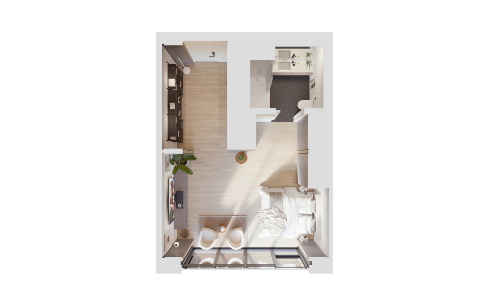 Floor plan for studio, 1 bath, 456 sqft